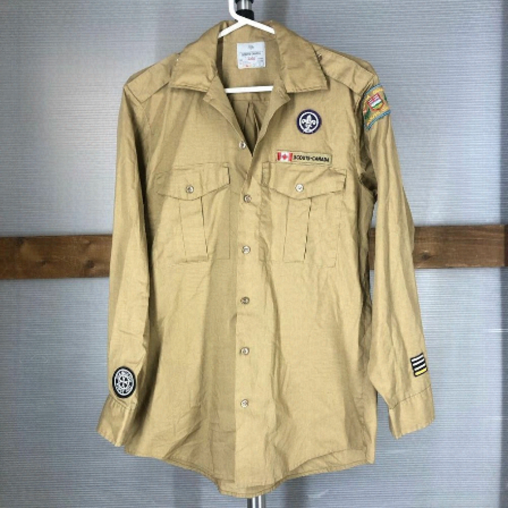 Scouts CANADA Short Sleeve Button Down Uniform‎ Shirt Tan Sz S